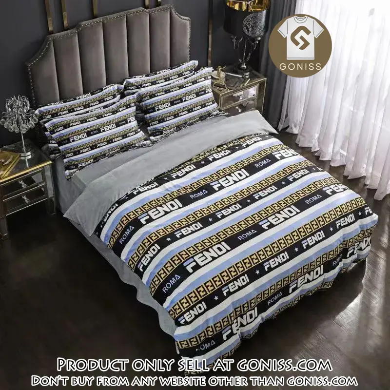 Fendi roma luxury brand premium bedding set bedspread duvet cover set home decor gn5425829